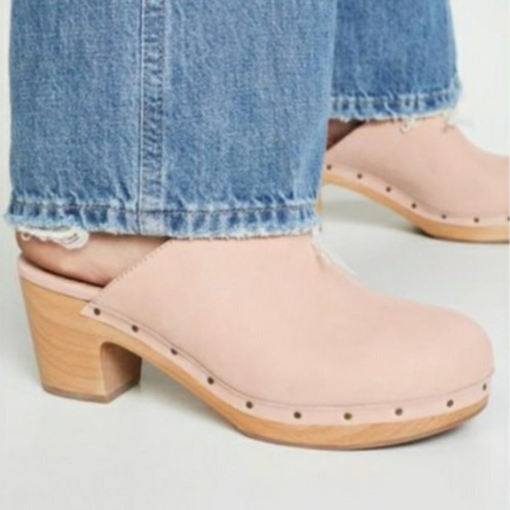 Madewell The Rae Clogs Dusty Clay Wooden Heel Round Toe Sz 9